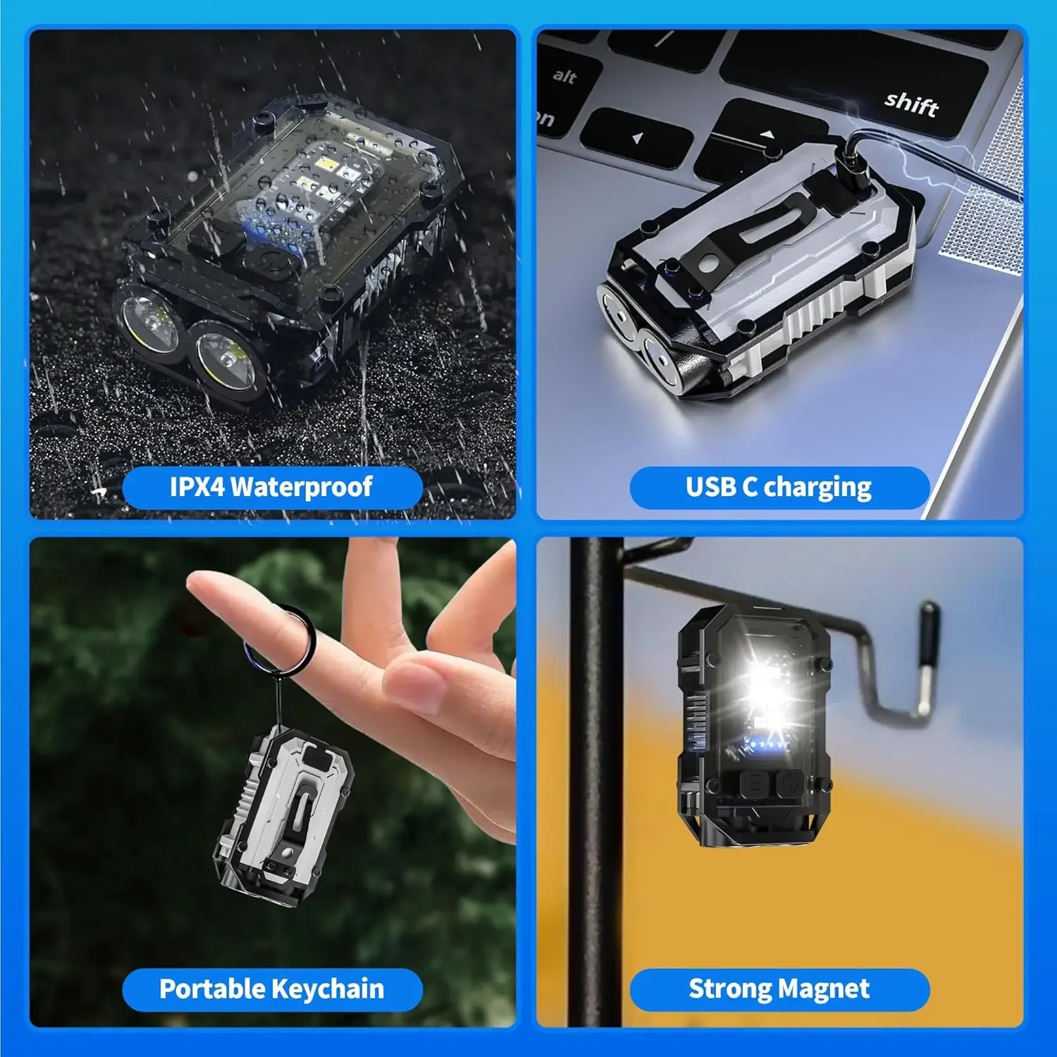 Clip-On Flashlight Rechargeabl - Keychain Flashlight recension och pris