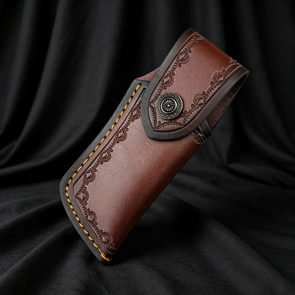 Brown Embossed Leather Knife S - Edc Carry Belt Leather recension och pris